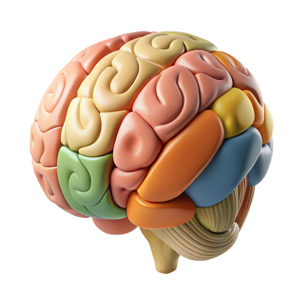 beautiful traditional Human Brain Structure Diagram Cutout with Labeled Parts png