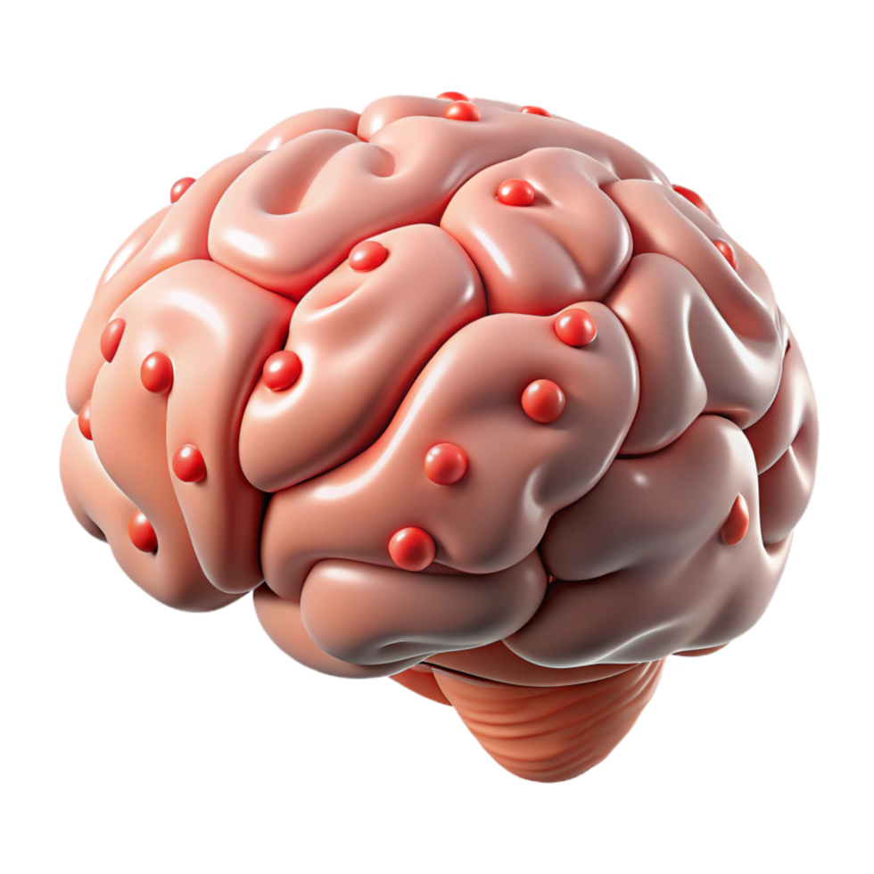 dramatic modern Human Brain with Language Centers Highlighted Isolated original png