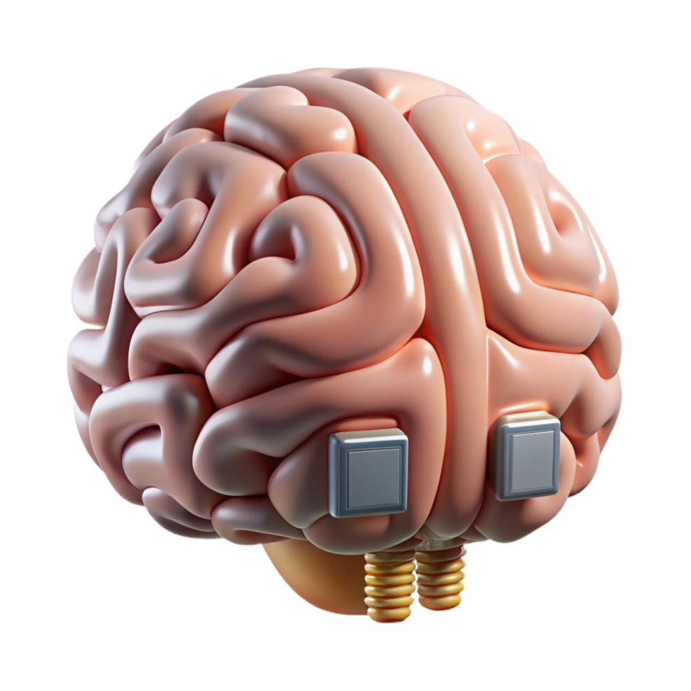 beautiful classic Human Brain with Nanotech Implants Cutout Element genuine png