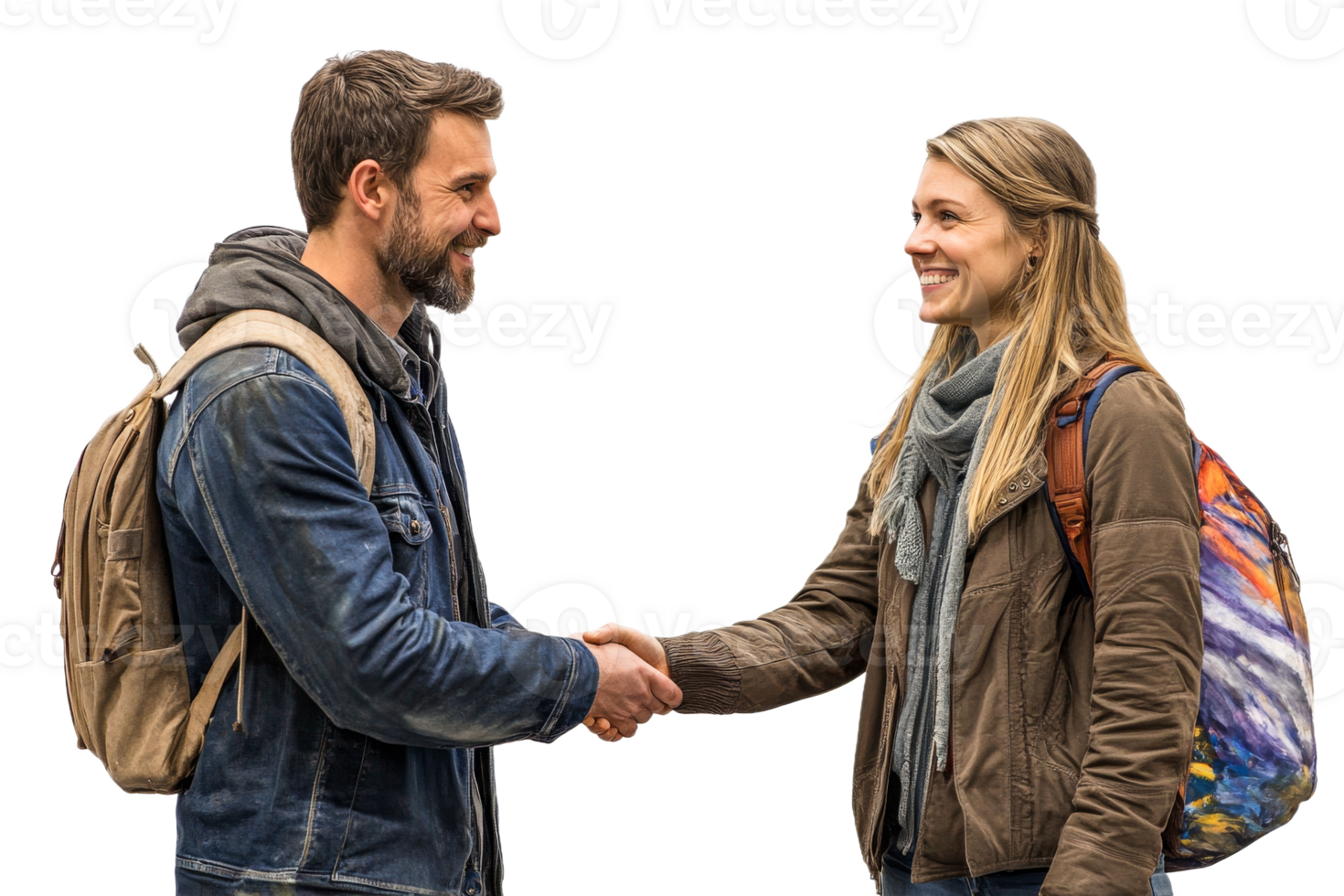 Two people shake hands in a friendly meeting png