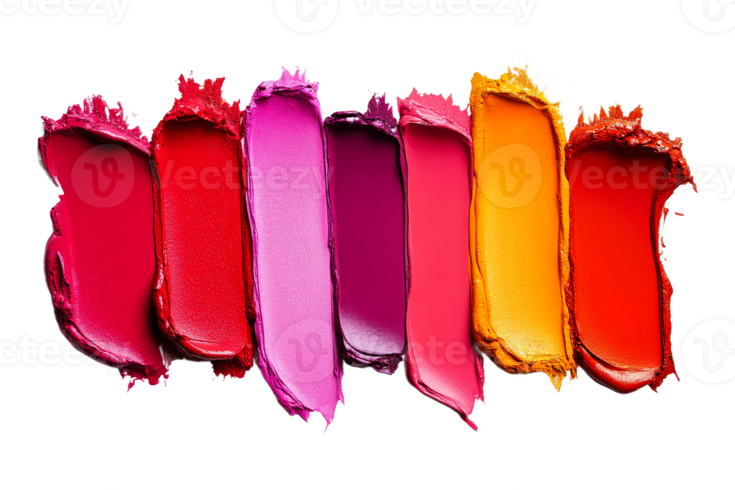 Colorful array of lip colors arranged in a line png