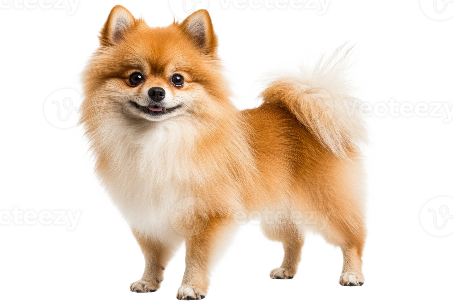 Cute and fluffy Pomeranian stands proudly indoors png