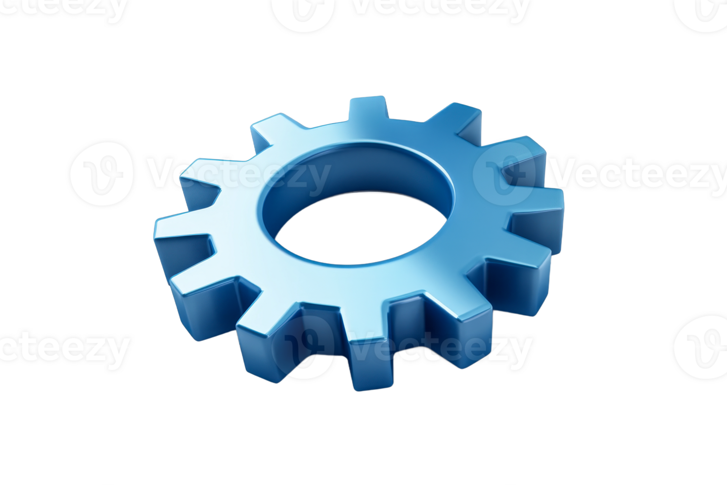 Blue gear shape on a white background png