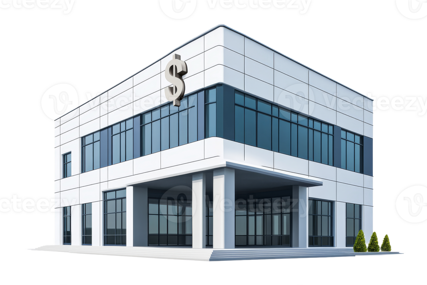 Modern city building with finance symbol png