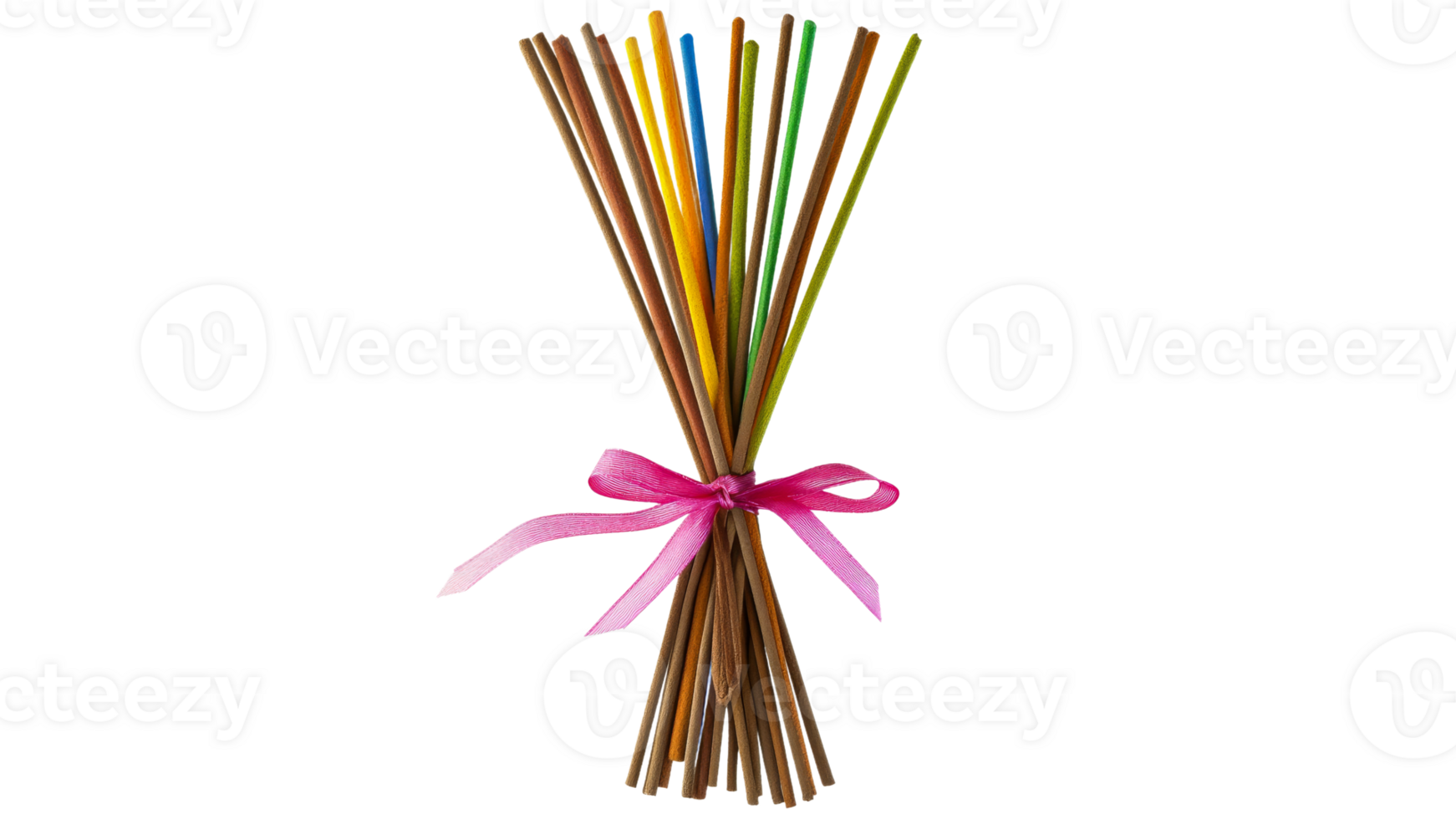 Colorful decorative sticks tied with pink ribbon png