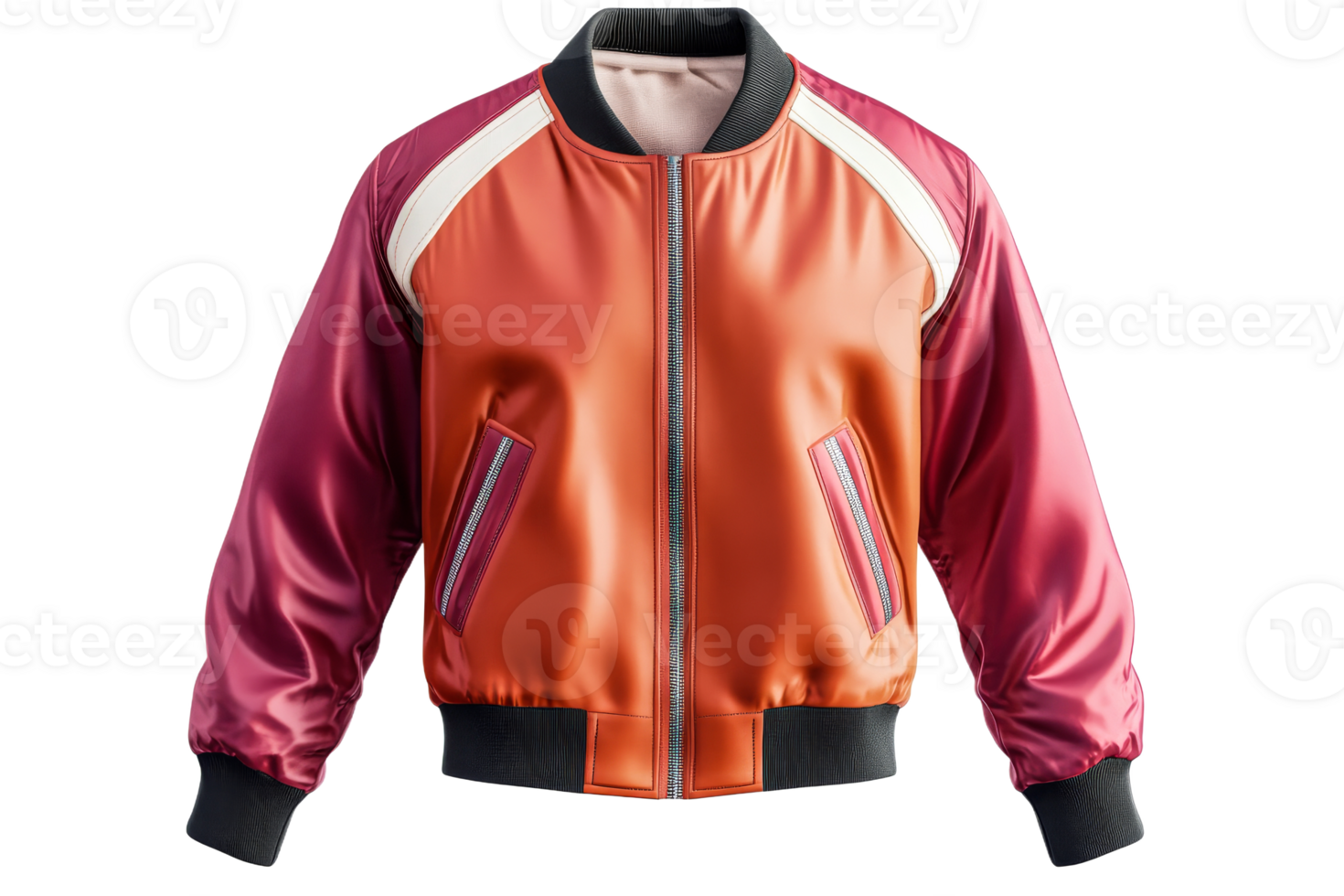 Stylish bomber jacket in vibrant colors on display png