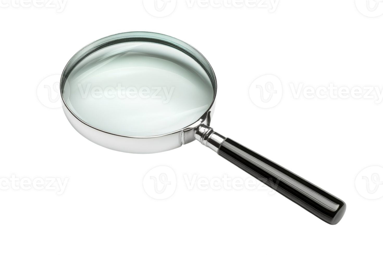 Magnifying glass resting on a white surface png