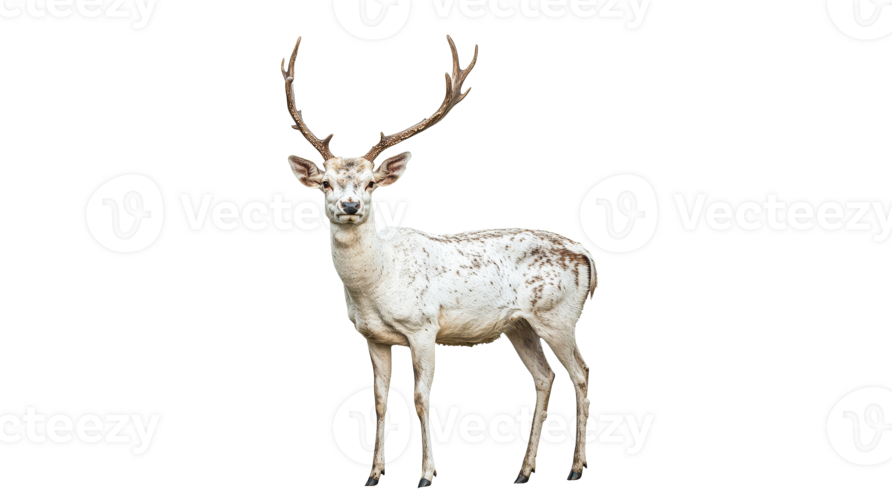 Unique white deer standing in serene environment png