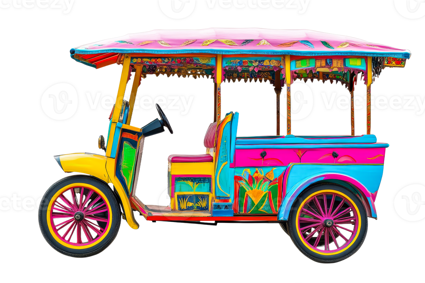 Vibrant traditional decorated tuk tuk png