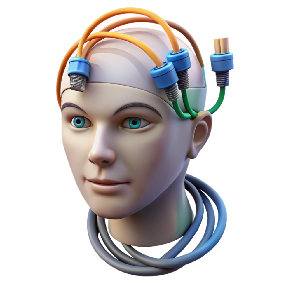 magnificent traditional Human Head with Data Flow Lines Cutout professional png
