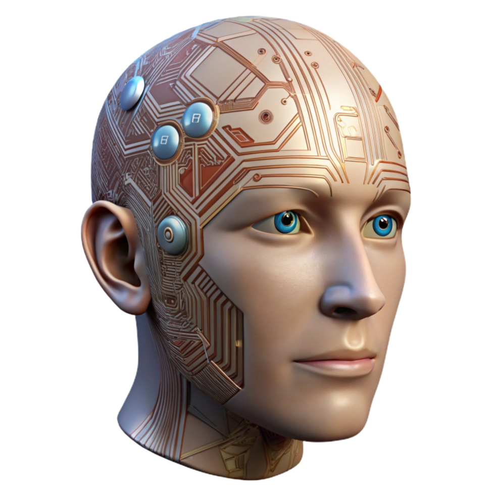 elegant creative Human Head with Circuitry Overlay Isolated high quality png
