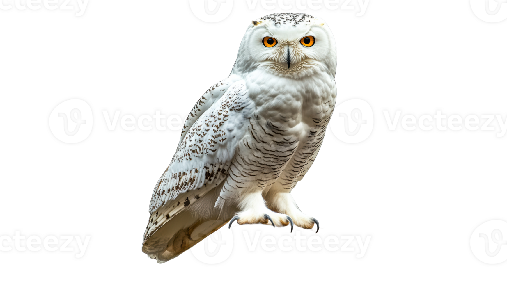 Snowy owl perched quietly in a natural setting png