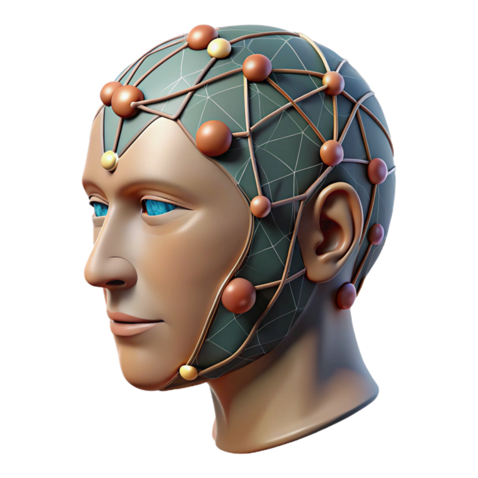 impressive creative Human Head with Data Flow Lines Cutout high quality png