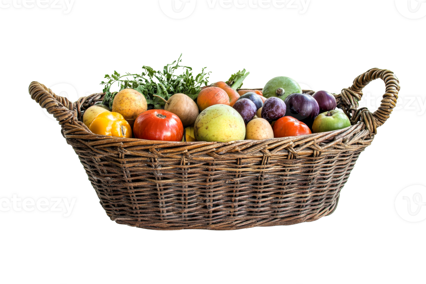 Colorful assortment of fresh fruits in a basket png
