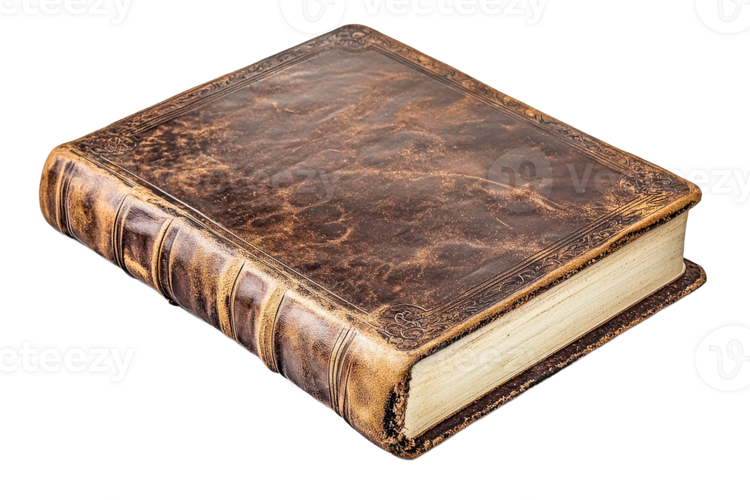 Leather bound book resting on a flat surface png