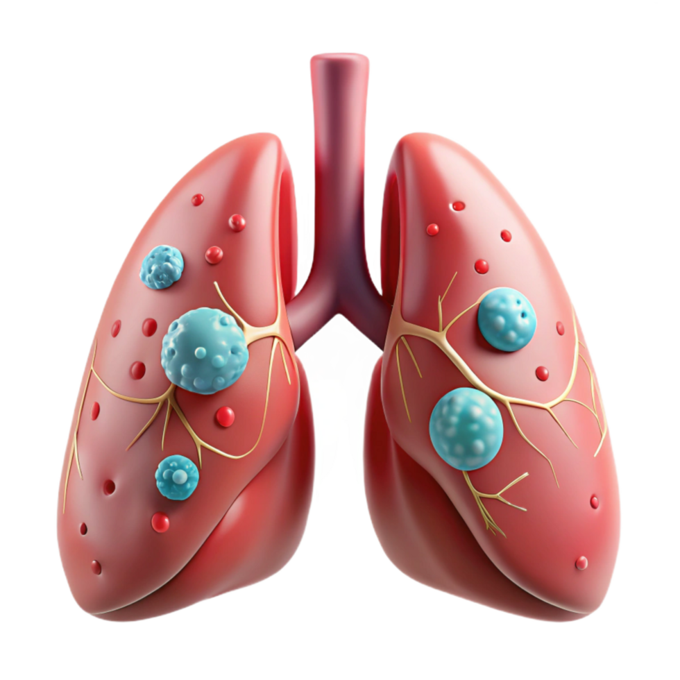 vibrant traditional Human Lung with Nanobot Treatment Transparent professional png