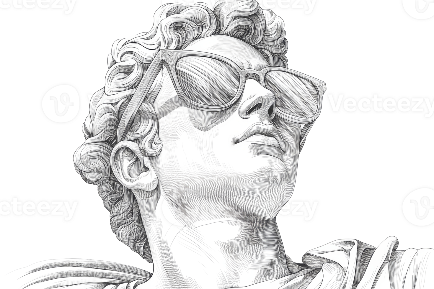 Sculpture in sunglasses, detailed art png