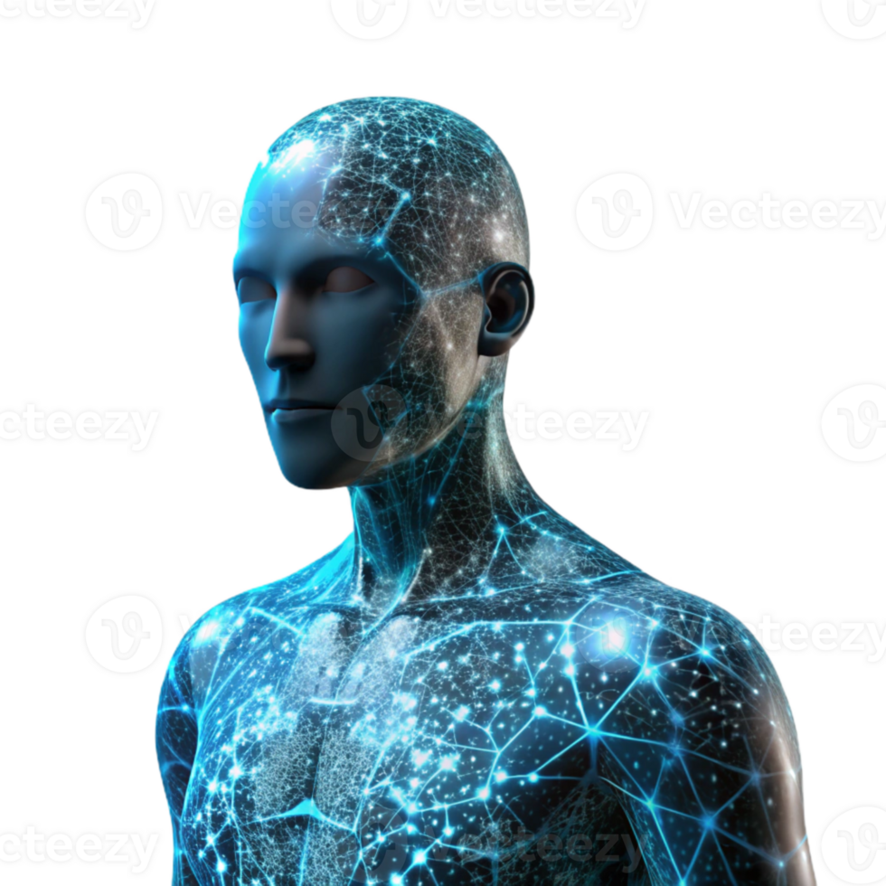 impressive contemporary Human Silhouette Transforming Into Digital Data Isolated high resolution png