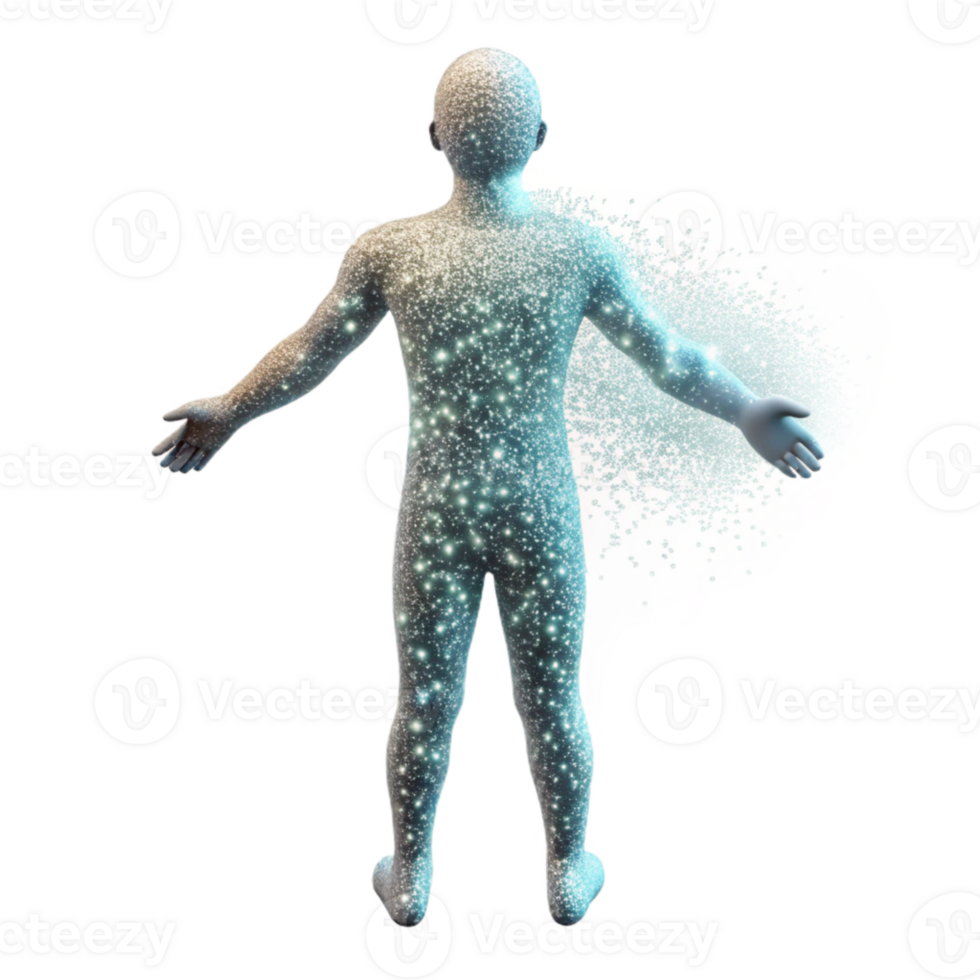 dramatic classic Human Silhouette Transforming Into Digital Data Isolated original png