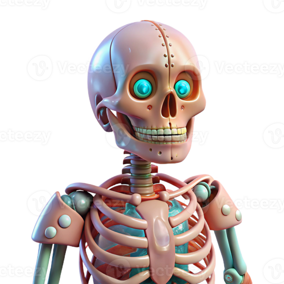 beautiful traditional Human Skeleton with Nanotech Enhancements Cutout Element original png