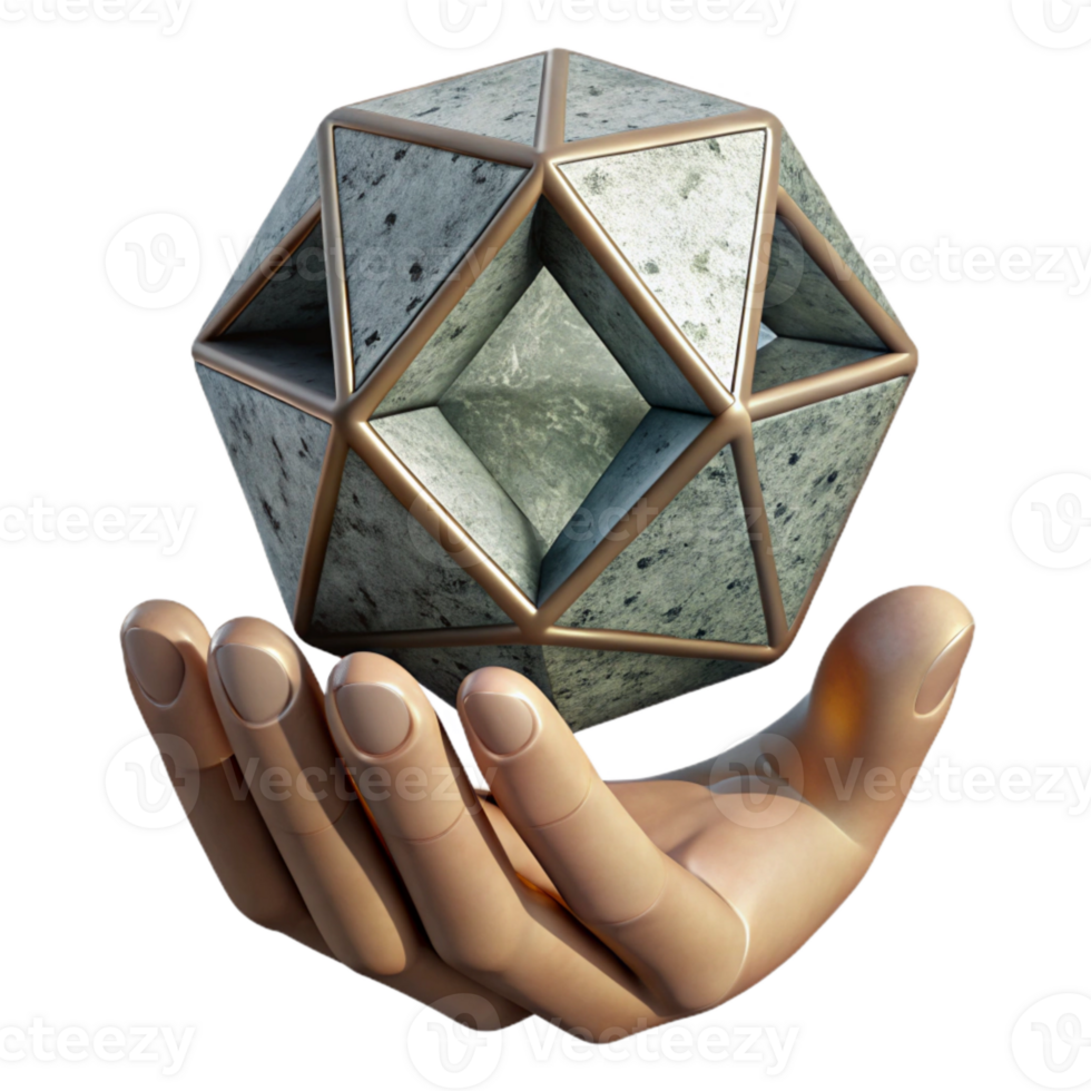 serene vintage Human Touch in Geometric Forms Cutout original png