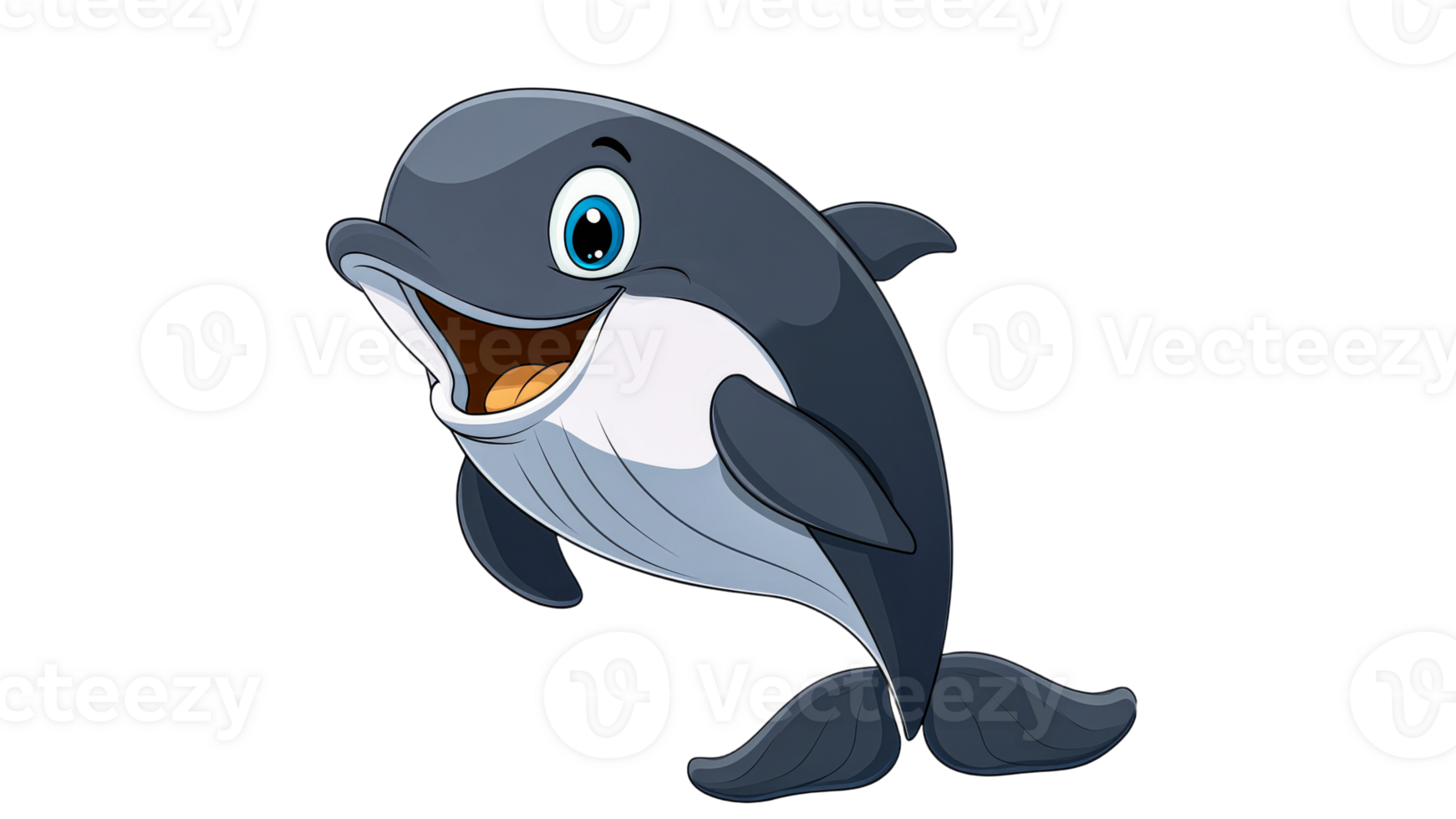 Cheerful cartoon dolphin enjoying underwater fun png