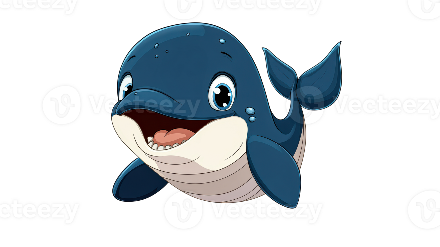 Cute animated whale character swimming happily 58035684 PNG