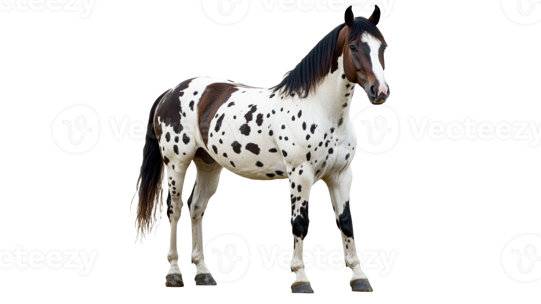 Unique spotted horse standing in bright light png