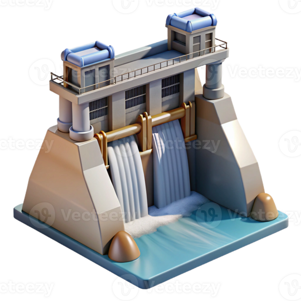 beautiful traditional Hydroelectric Dam Water Release Gates Open Isolated Element detailed png
