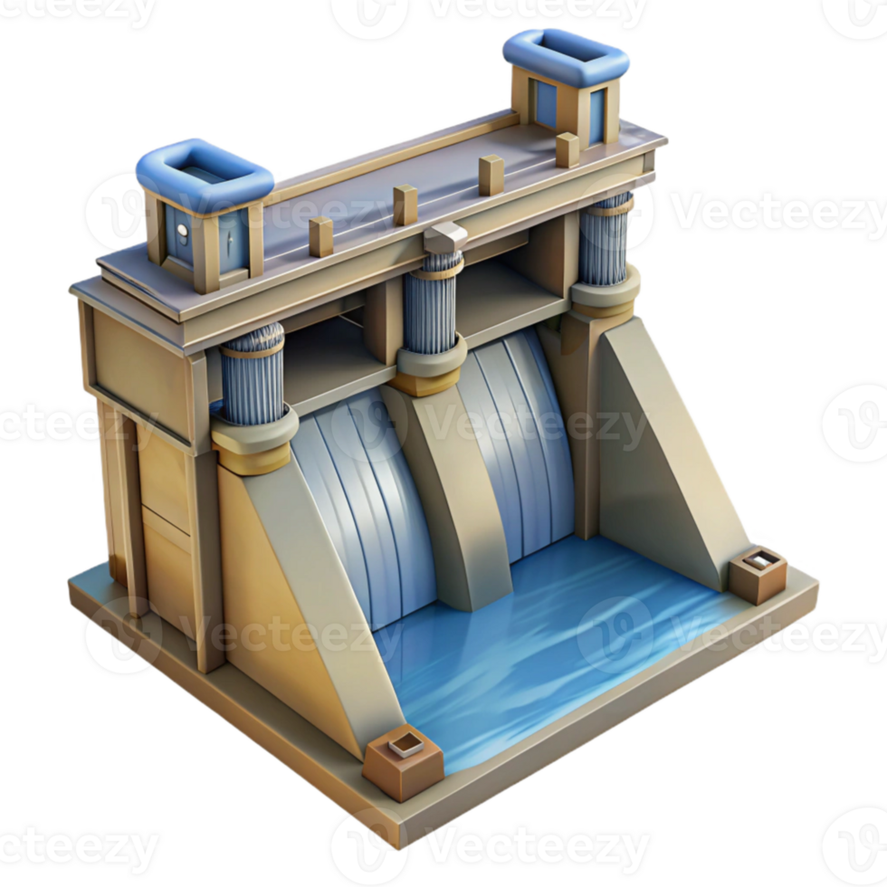 wonderful creative Hydroelectric Dam Water Release Gates Open Isolated Element png