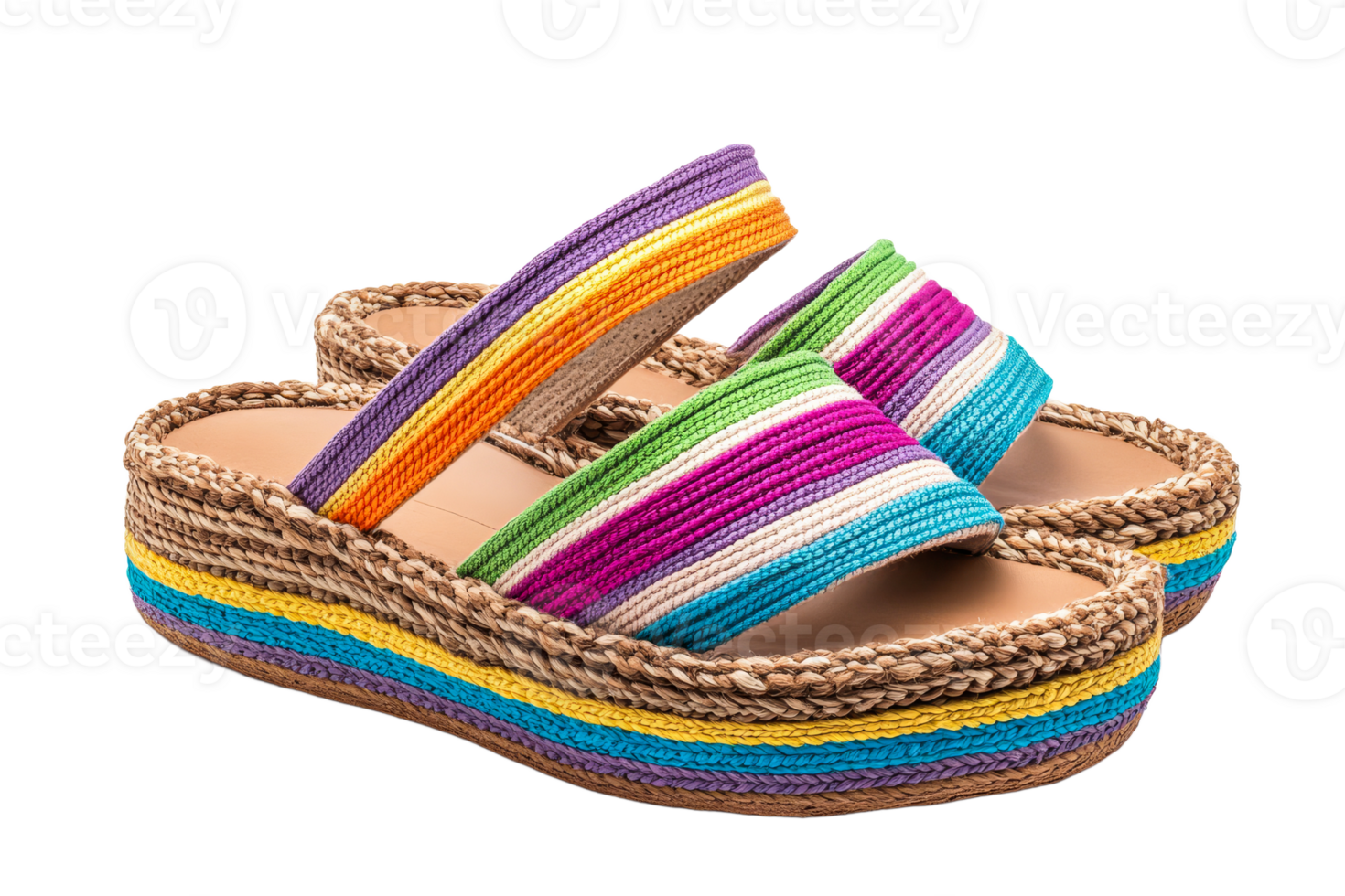 Colorful summer sandals perfect for beach outings png