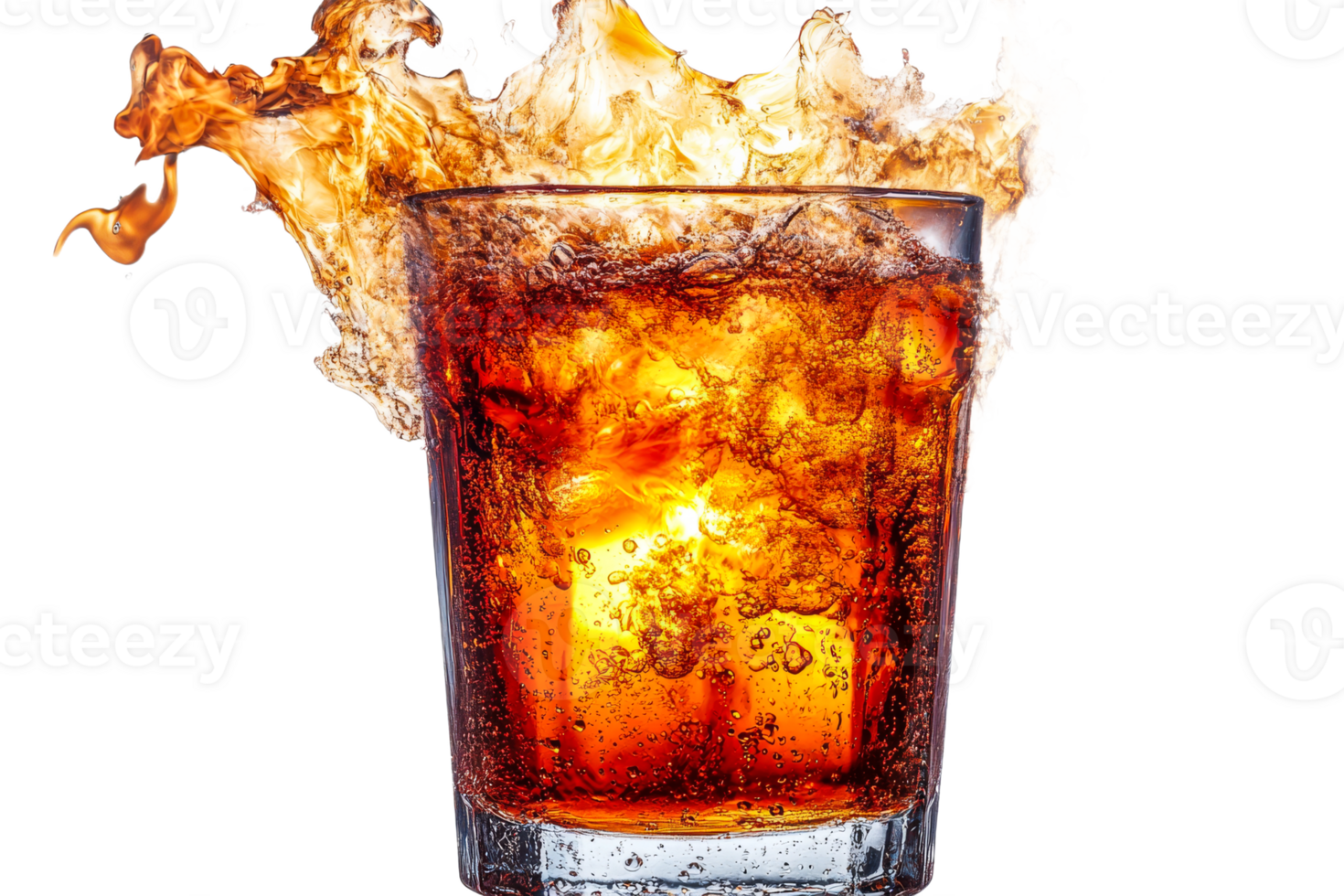 Sparkling drink splashing in a glass png