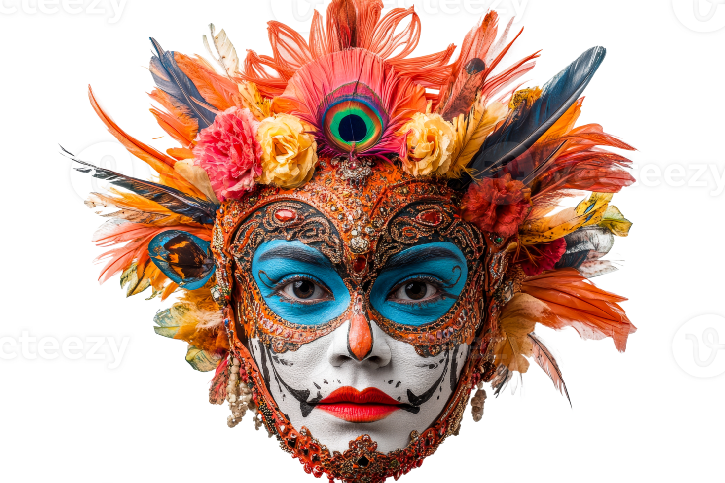 Colorful feathered mask for celebration png