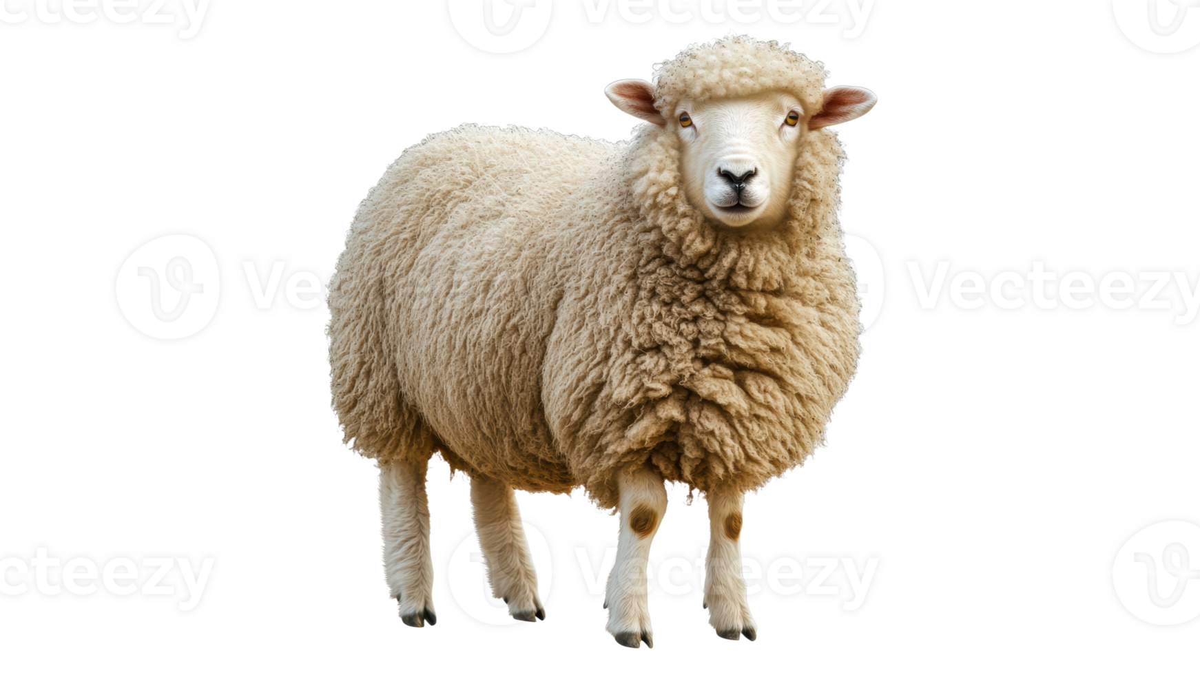 Fluffy sheep standing on a plain background png