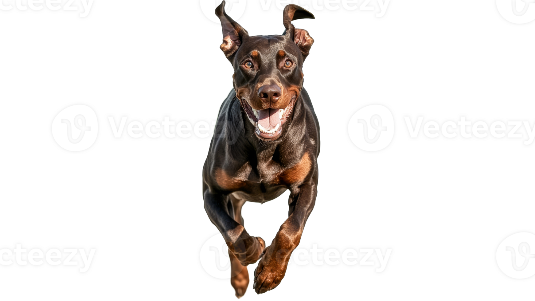 Energetic dog running joyfully in bright light png