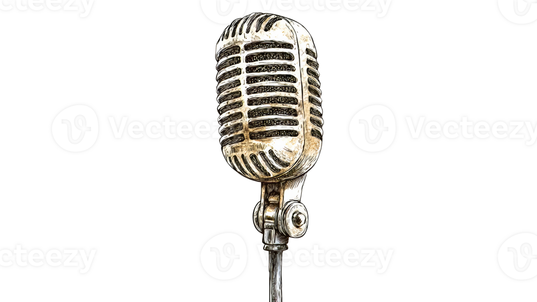 Vintage mic on stand for performances png