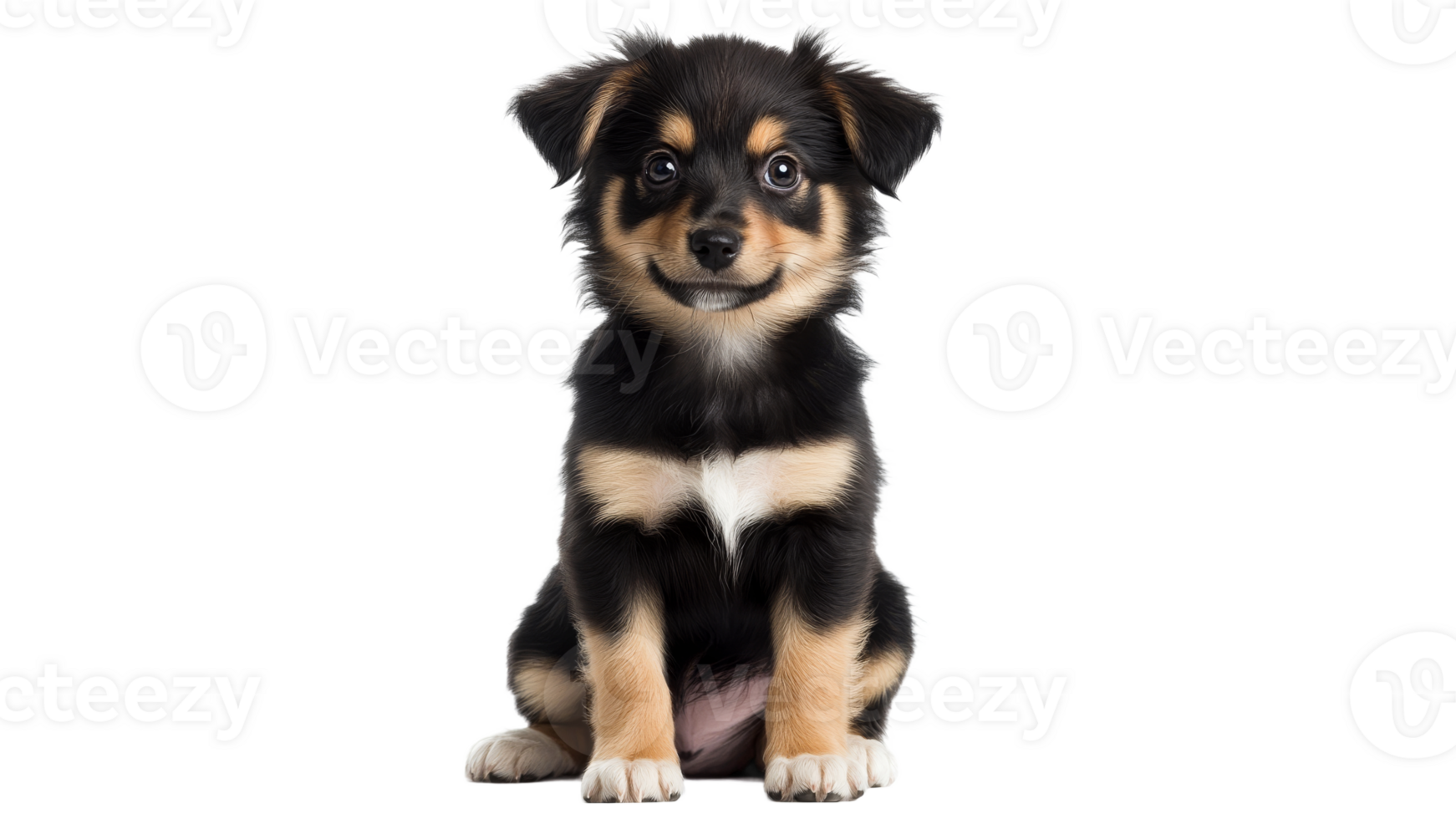 Adorable puppy sitting with a curious expression transparent png