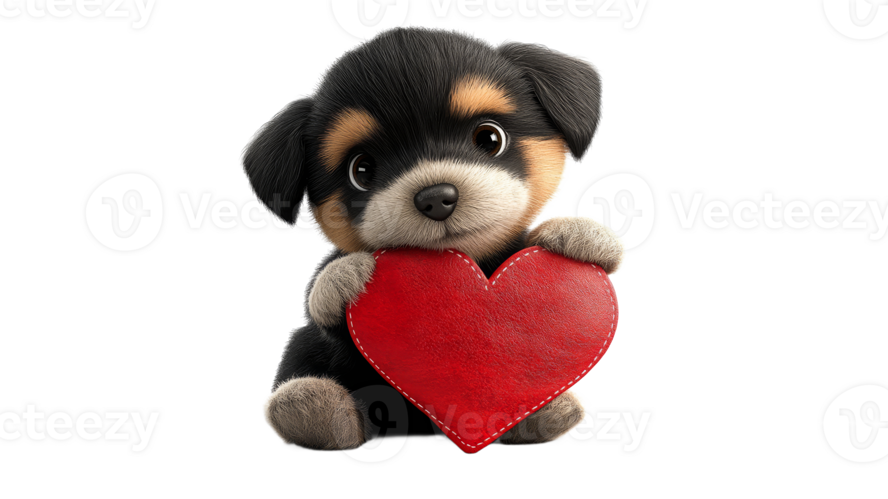 Joyful dog with heart decoration png