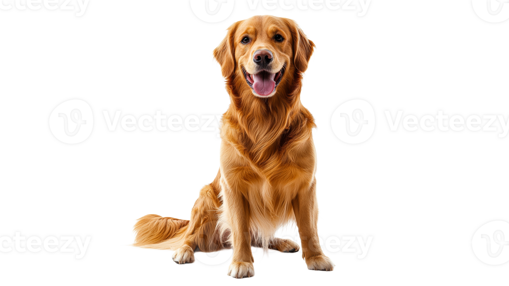 Happy golden retriever sitting with a smile png