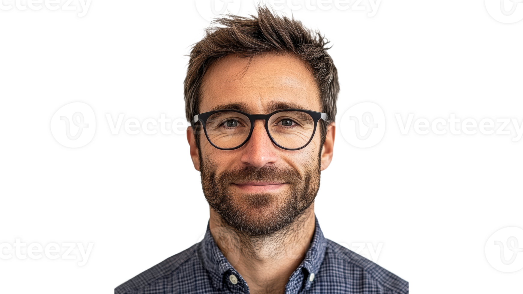 Smiling man in glasses on plain background png