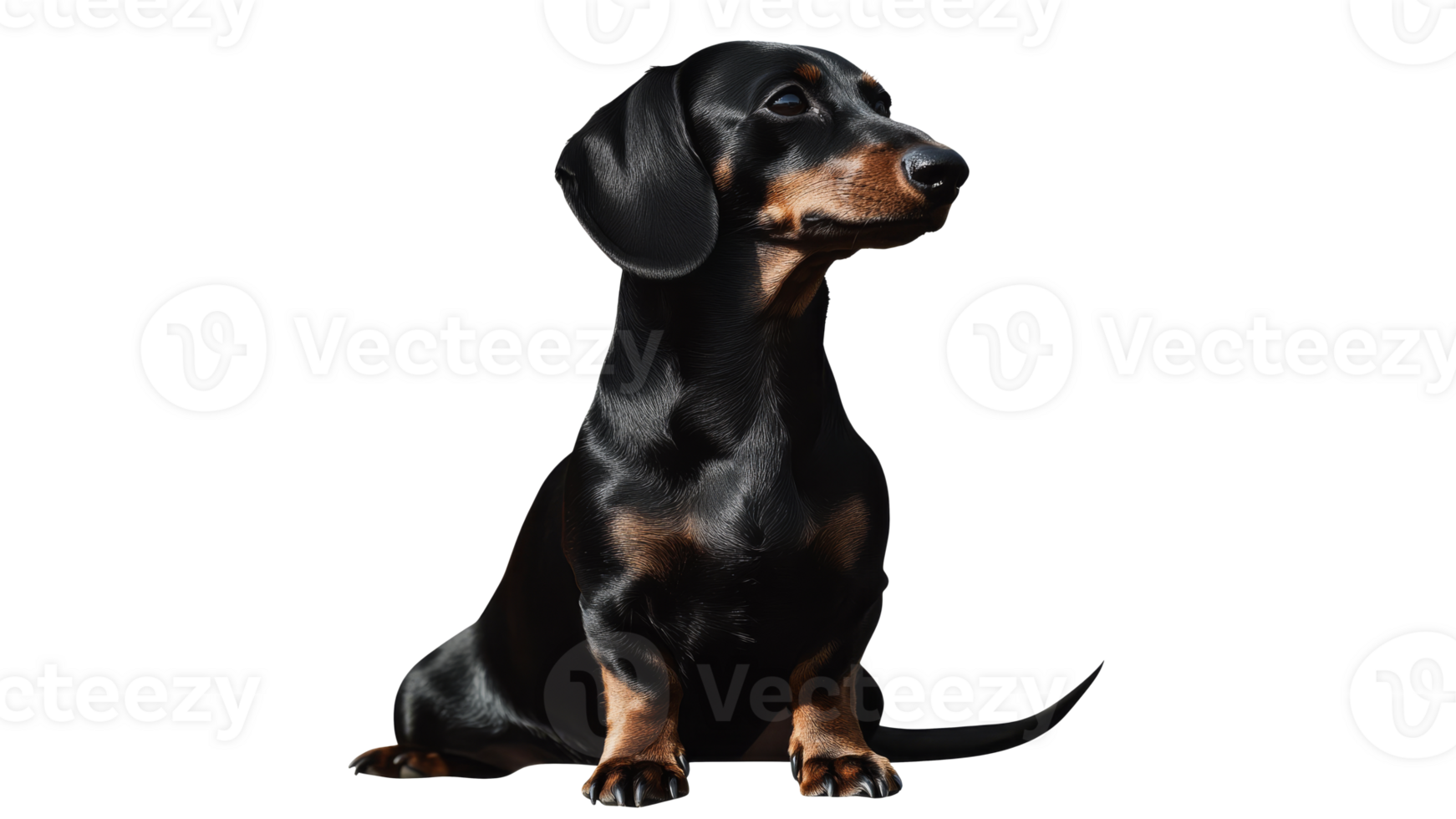 Playful dachshund sitting and looking around png