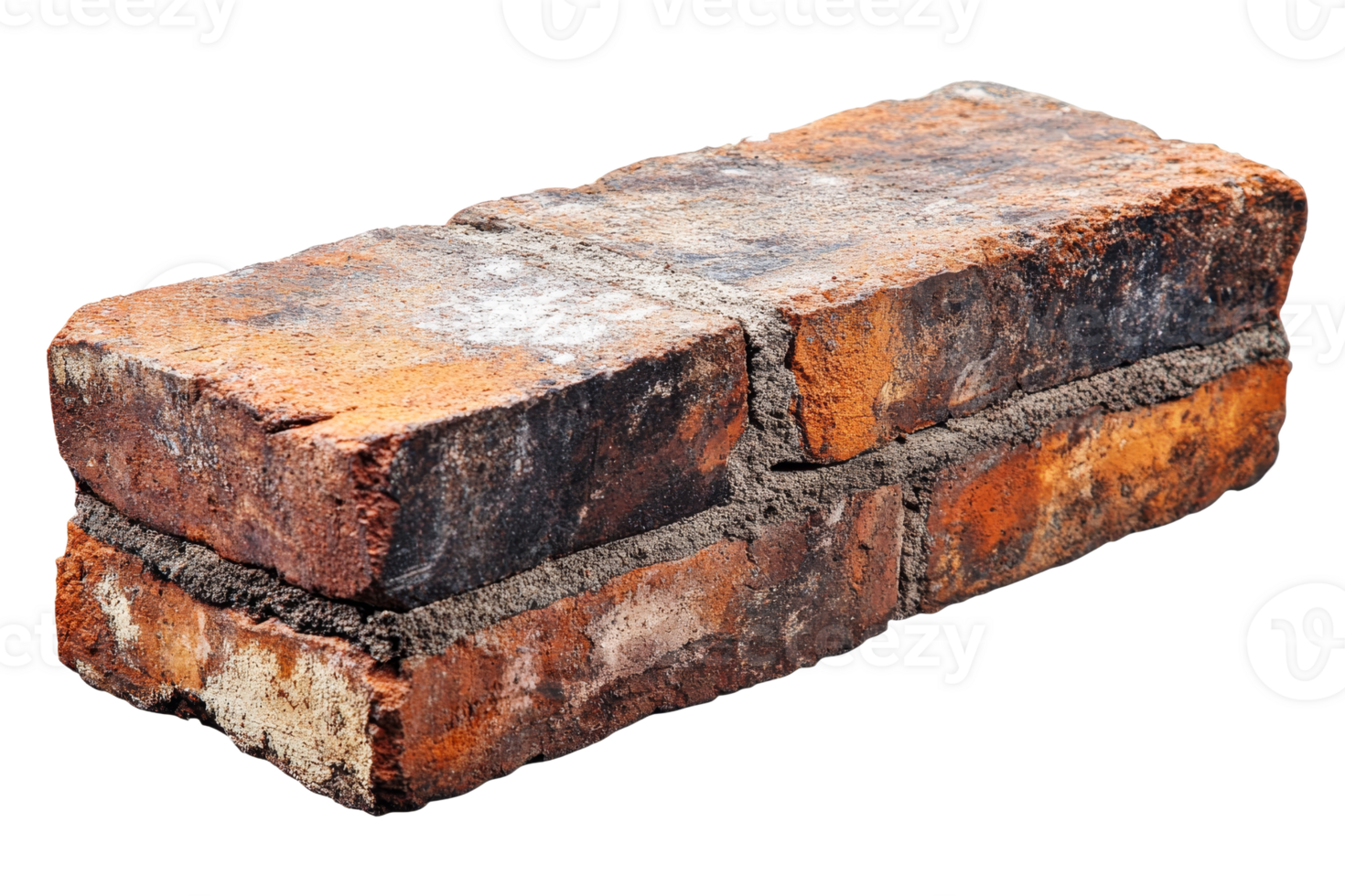 Stacked brick block with mortar png