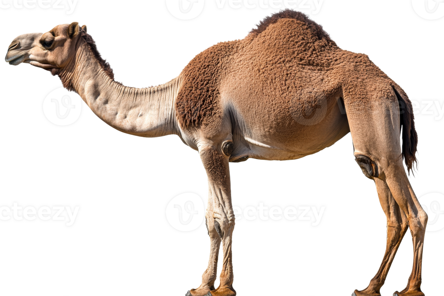 Camel standing gracefully in a desert environment transparent png