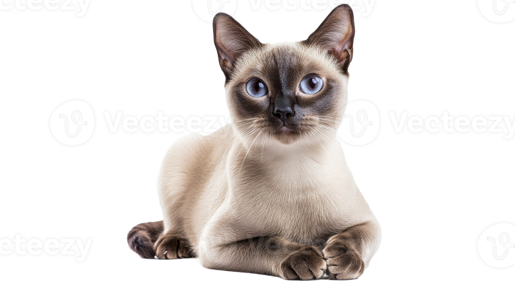 Beautiful siamese cat resting with striking eyes png
