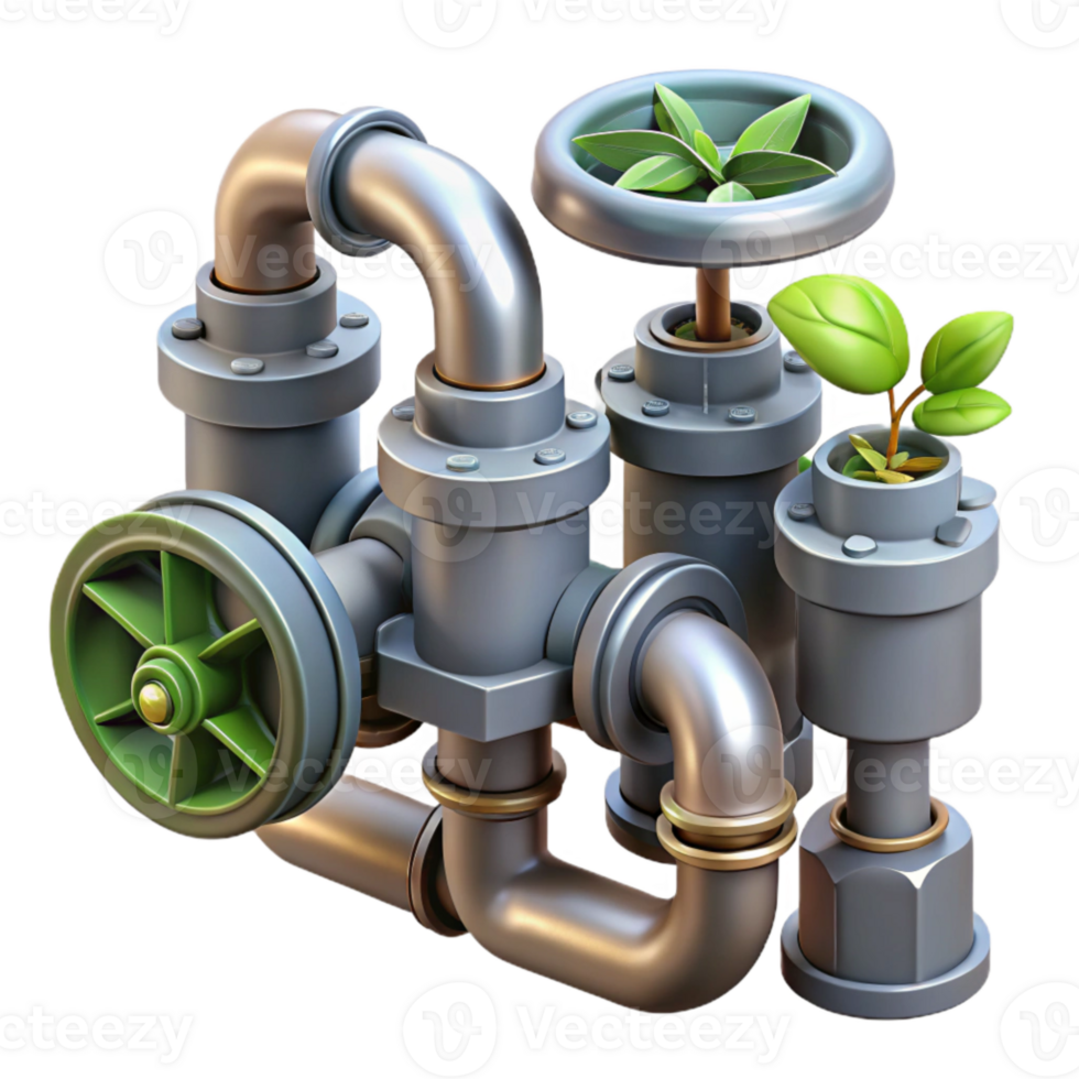 dramatic artistic Hydroponic System Pipes and Valves Detail Isolated high quality png