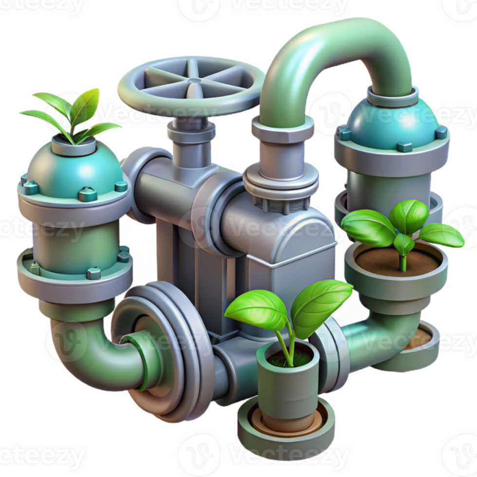 elegant modern Hydroponic System Pipes and Valves Detail Isolated exclusive png