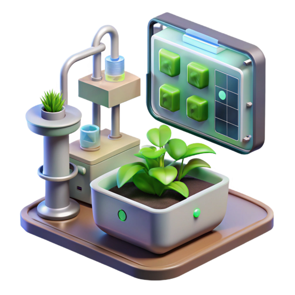 magnificent vintage Hydroponic System with Data Monitoring Screen Transparent Background authentic png