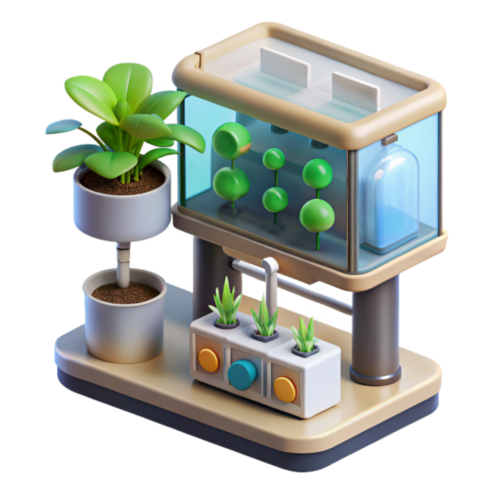 magnificent rustic Hydroponic System with Data Monitoring Screen Transparent Background authentic png