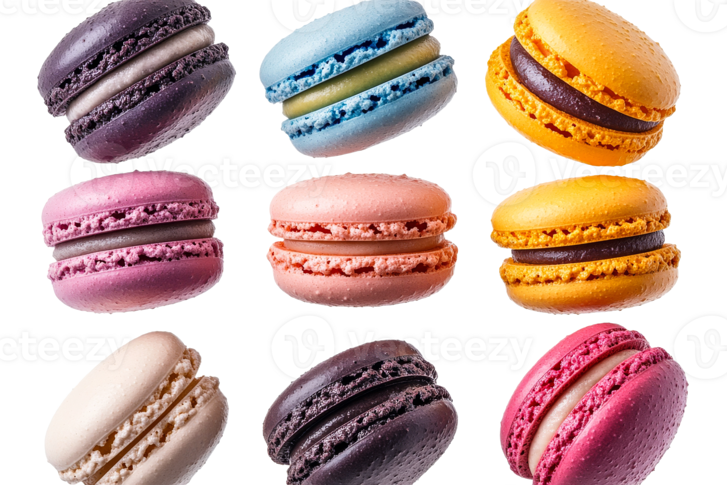 Colorful macaroons display assorted flavors png