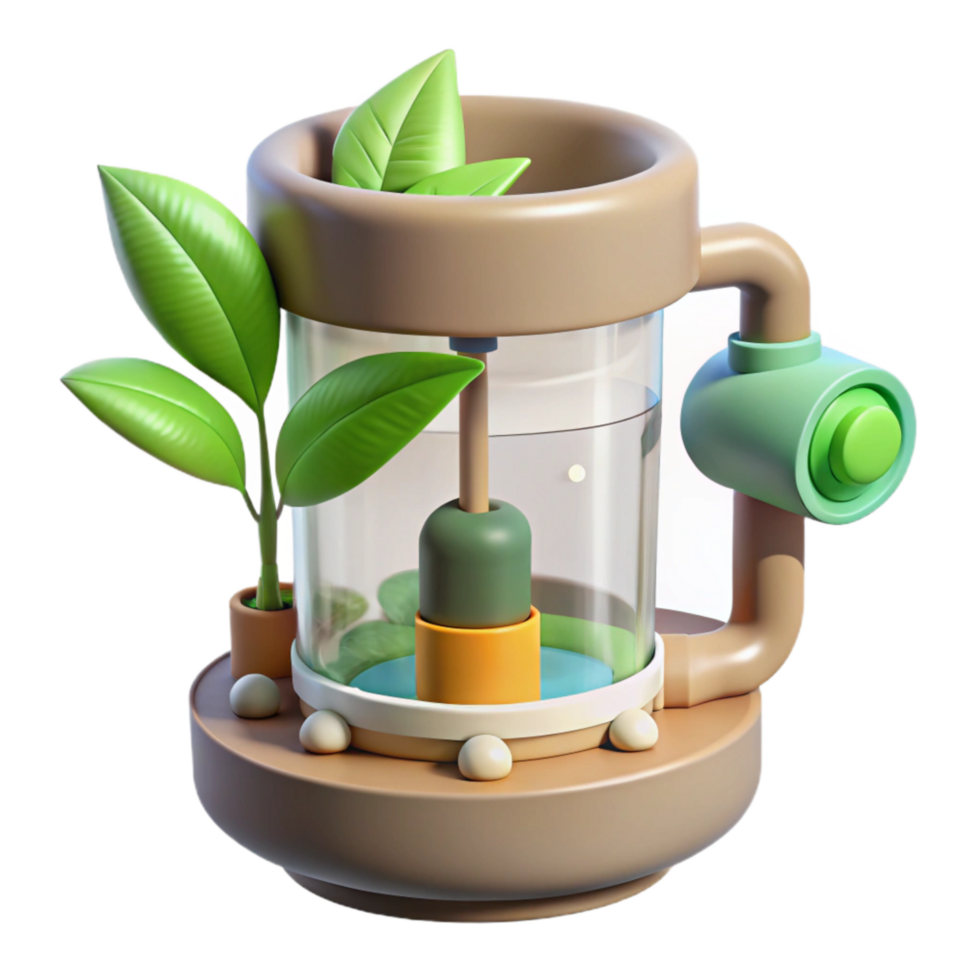 serene modern Hydroponic System with Nutrient Solution Flow Meter Transparent premium png